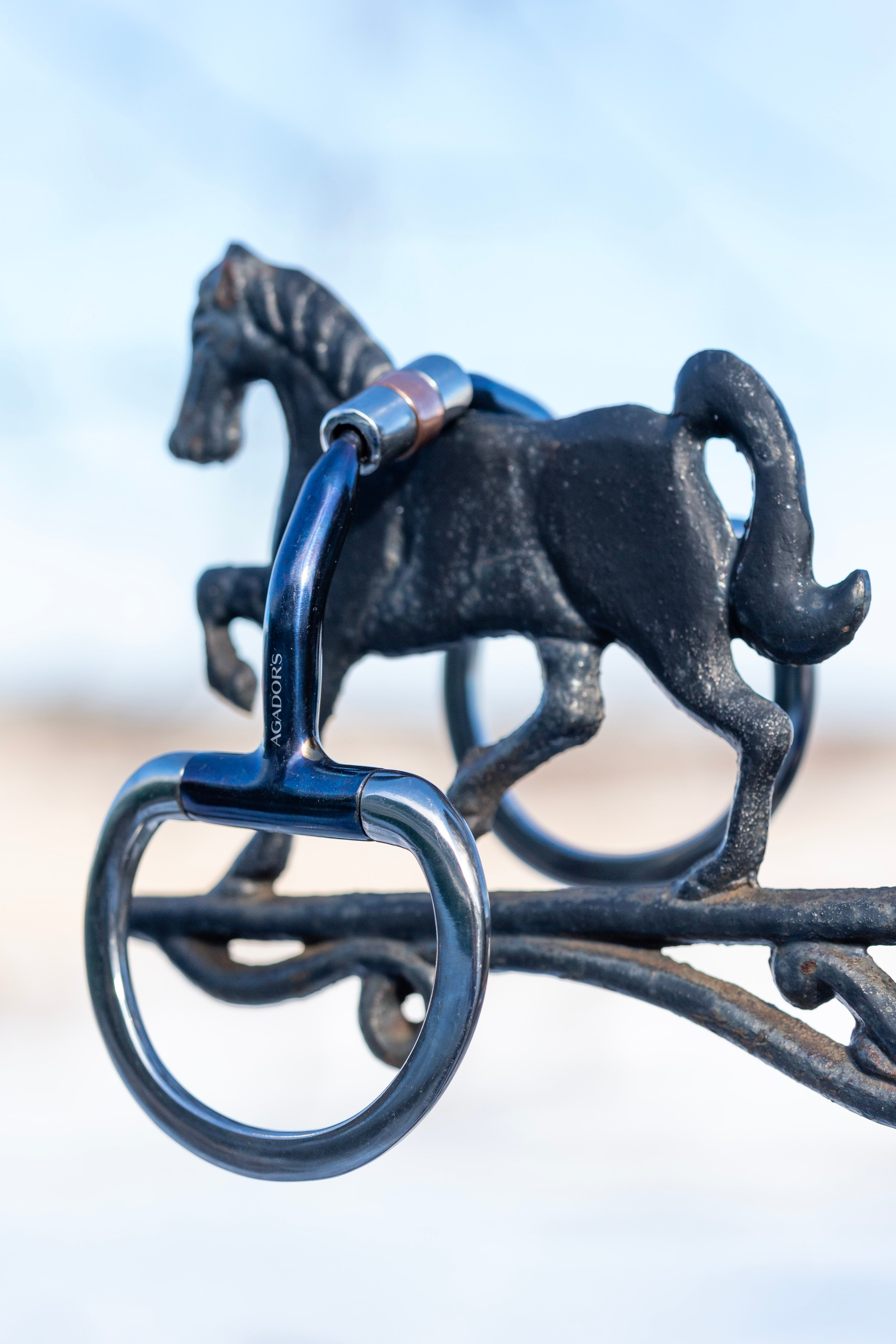 CalmBlue sweet iron bit with new blue finish on iron horse ornament